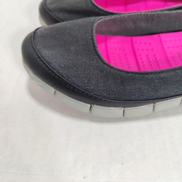 Crocs Womens Stretch Sole Ballet Canvas Round Toe Flats Black Slip On Size 6 - Picture 3 of 7